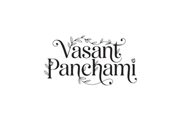 Elegant Vasant Panchami Typography &ndash; Black Calligraphy, Festival Lettering & Decorative Vector Design