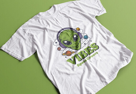 Cartoon Alien Character T Shirt Design Template