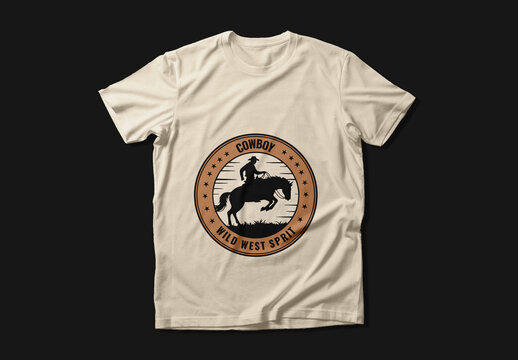 Cowboy Wild West T Shirt Design Layout