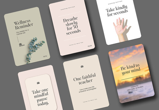 Minimal Wellness Affirmation Social Media Story Card Layout Set