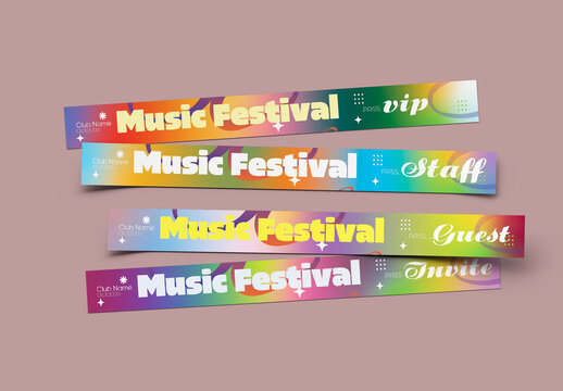 New Year Music Festival Event Wristband Ticket Template