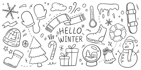 Winter doodle elements. Vector illustration