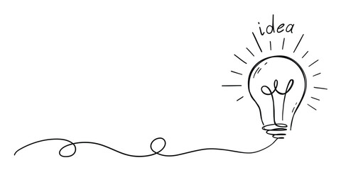 Idea bulb hand drawn doodle. Vector illustration