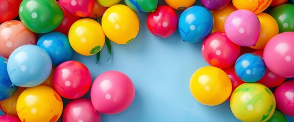 Vibrant, colorful painted balloons forming an abstract background, colorful balloons, bright