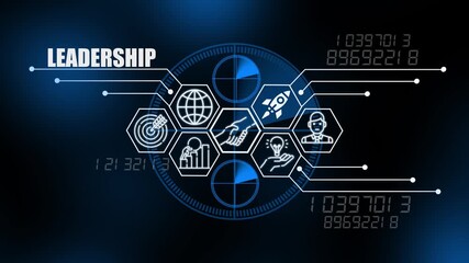 Digital Dashboard with Leadership Icons and Global Network Visualization technology data - Powered by Adobe