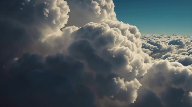 Epic Aerial View of Majestic Cumulonimbus Clouds Bathed in Sunlight from Above