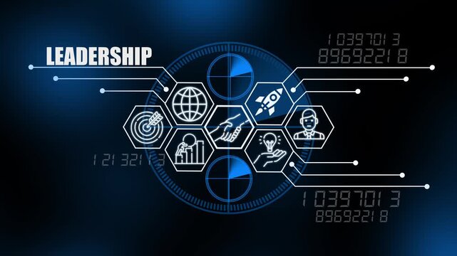 Digital Dashboard with Leadership Icons and Global Network Visualization technology data