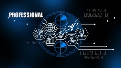 Professional Digital Interface With Business Icons And Data abstract analytics - Powered by Adobe