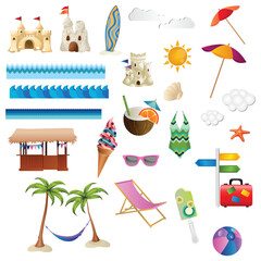 summer holidays elements vectors