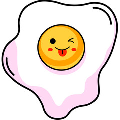 Obraz premium Cute Cartoon Fried Egg Character Illustration