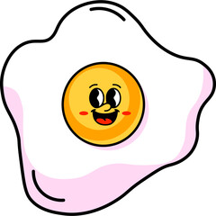 Cute Cartoon Fried Egg Character Illustration