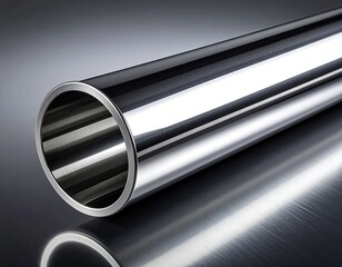 Shiny metal pipe section, cylindrical, reflective surface