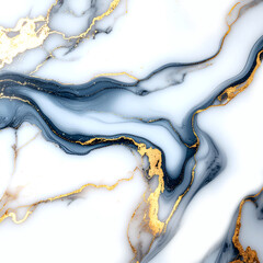Luxury White and Blue Marble Texture Background with Gold Veins. Abstract Alcohol Ink Liquid Art. Elegant Fluid Paint Design for Wedding Invitations, Modern Wallpapers, and Fashion Prints.