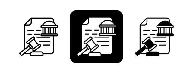 Legislature  Solid color and black line drawing vector illustration set