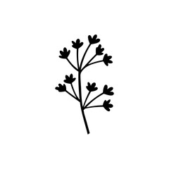 minimal a twig with flowers and leaves, vector