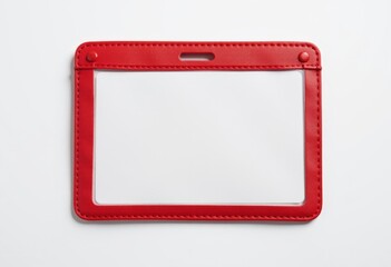 Red badge holder frame on white background