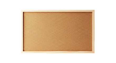 Empty square corkboard with wooden frame isolated on transparent background