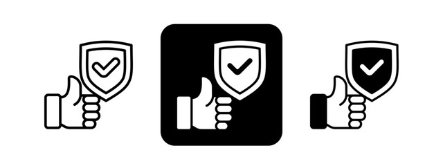 Reliability  Solid color and black line drawing vector illustration set