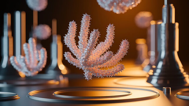 Microscopic biological structure in futuristic science setting - Powered by Adobe