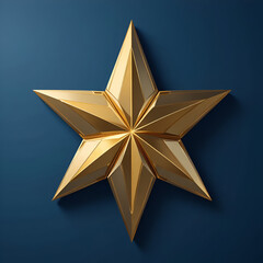 Golden Decorative Star on Dark Blue Background