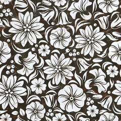 Elegant Floral Carved Pattern on Polished Marble Surface