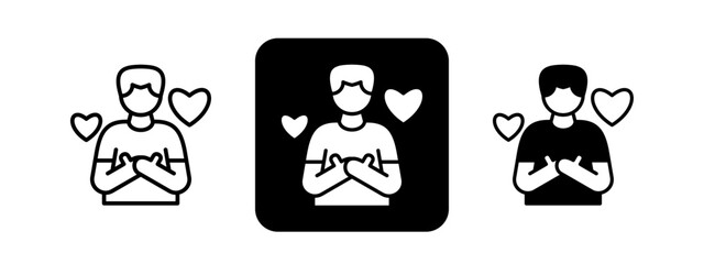 Gratitude  Solid color and black line drawing vector illustration set