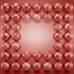 Red Holiday Ornaments Forming Decorative Square Frame