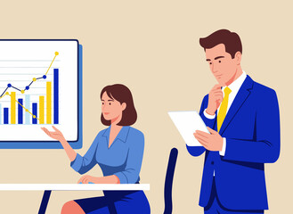 Business professionals analyzing financial data in team meeting