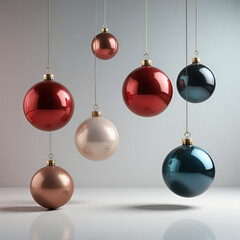 christmas balls hanging on a rope