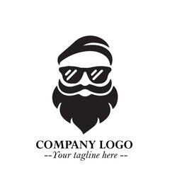 Santa Claus Logo Symbol in Black on White Background for Classic Holiday Branding and Design ArtPlus