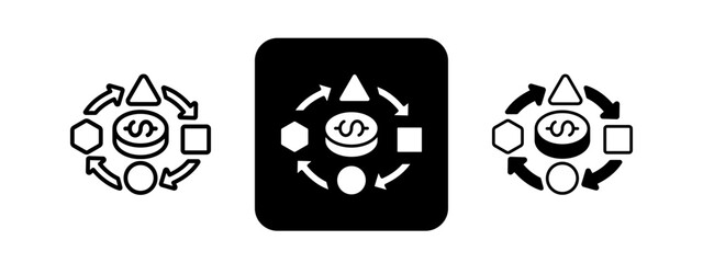 Adaptation  Solid color and black line drawing vector illustration set