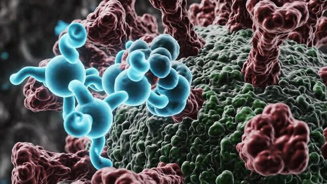 Antiviral Drug Molecules Binding to Virus Surface | Molecular Medicine Concept