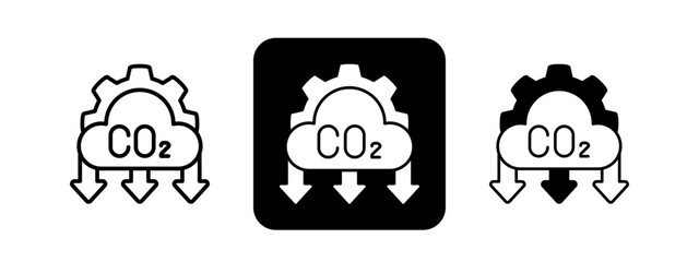 Net Zero  Solid color and black line drawing vector illustration set