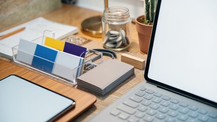 Modular workspace resources organized to convey mental health and order.