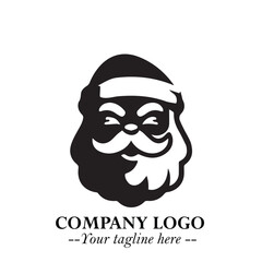 Santa Claus Logo Symbol in Black on White Background for Classic Holiday Branding and Design ArtPlus