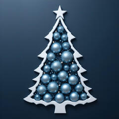 Modern Christmas Tree Design with Blue Holiday Ornaments