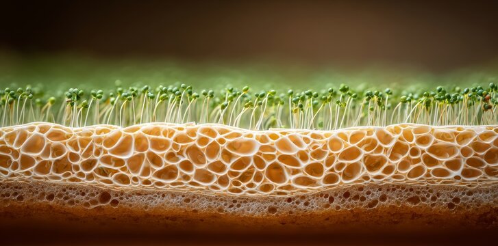 In a controlled environment, a hydroponic system supports the vigorous growth of plants under pink light