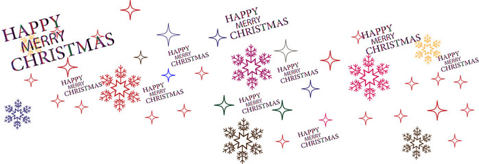 Colorful Happy merry Christmas Greeting With Snowflakes and Stars Festive Holiday Background