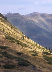 Beautiful landscape of Vall d'Aran with gentle slopes and hills, Catalonia