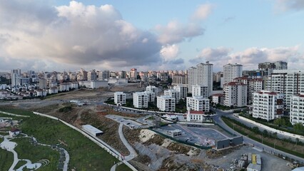
Residential building area in Istanbul, Turkey, showcasing urban architecture and city living. A dense neighborhood representing modern life, housing development, and the urban landscape of Istanbul