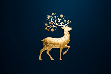 Elegant Golden Reindeer with Snowflakes on Antlers