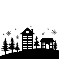Winter Village Silhouette