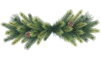 Christmas garland with pine cones isolated on transparent background