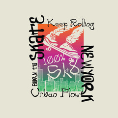 New York Skatee boys t shirt colourful typographic poster design.eps