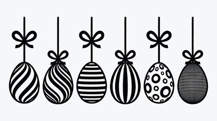 Elegant monochrome Easter eggs with bows design for festive celebrations