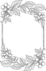 Retro Botanical vine Berry Floral border and Frame Illustration