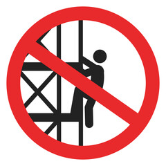 Isolated illustration silhouette forbidden sign do not climb the tower