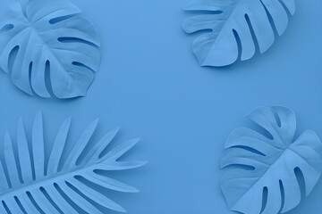  Tropical leaves,foliage plant in blue 