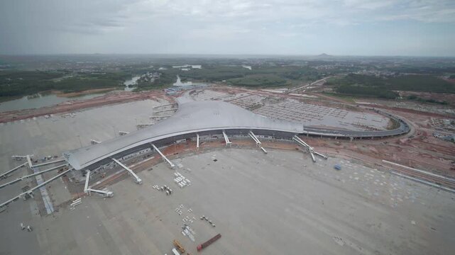 Wuchuan Airport Construction Site Aerial View in Zhanjiang China Modern Terminal Building Development
