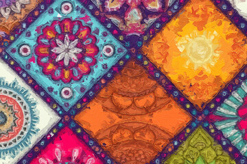 Various oil paintings, flowers, roses, peonies, ocean sailboats, flying swallows, Paisley